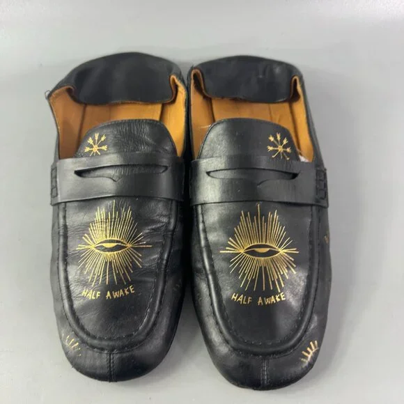 Isabel Marant Fanzel Collapsible-heel Leather Loafers In Metallic Black, Size 40 - Picture 4 of 14